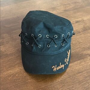 Harley Davidson Black Cap with Orange Embroidery